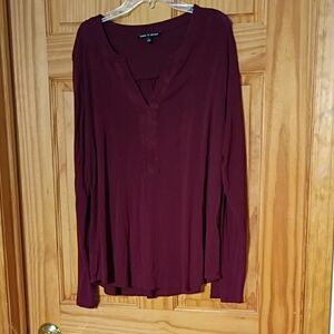 Cable & Gauge Red Long Sleeve Blouse